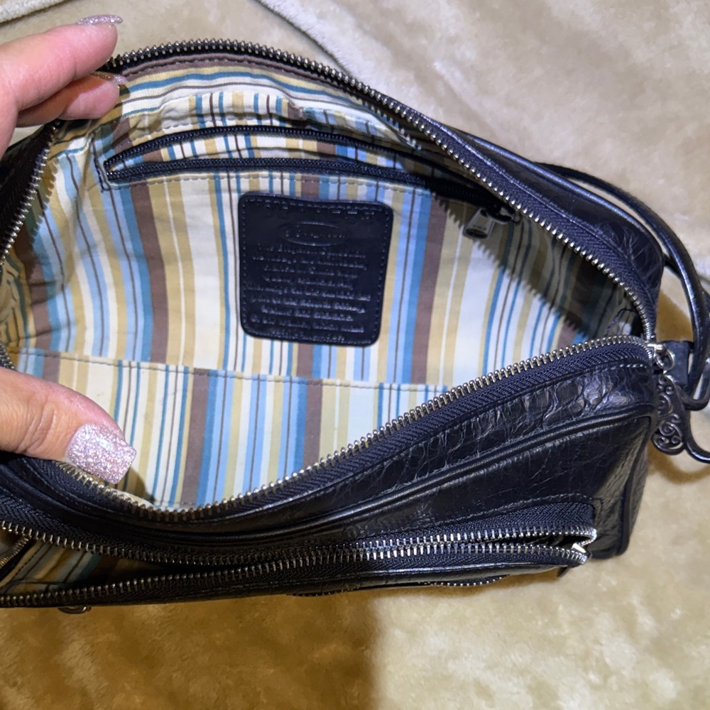 Vintage Brighton black leather embossed purse with plaid lining - Picture 8 of 11